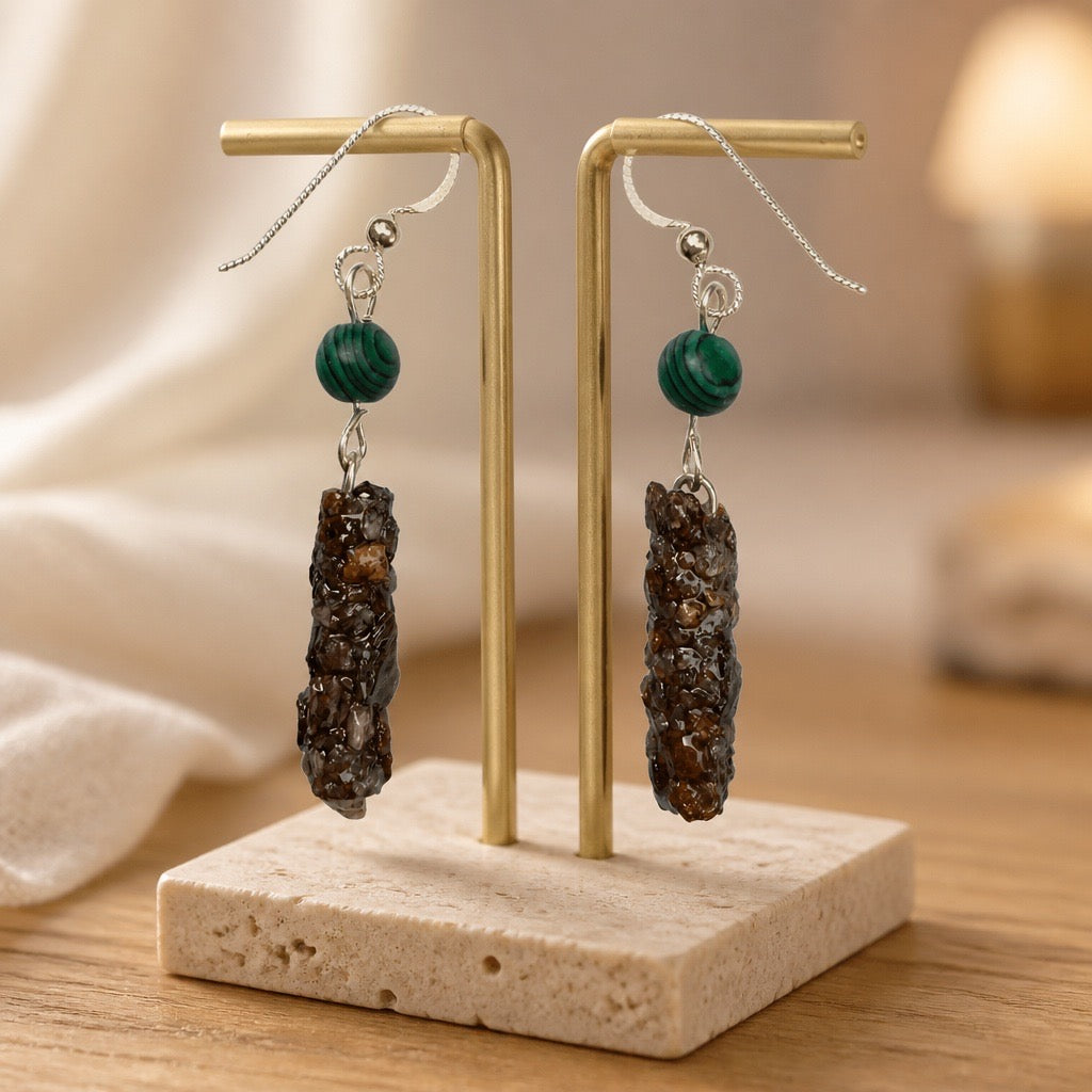 Natural Caddisfly larva case earrings