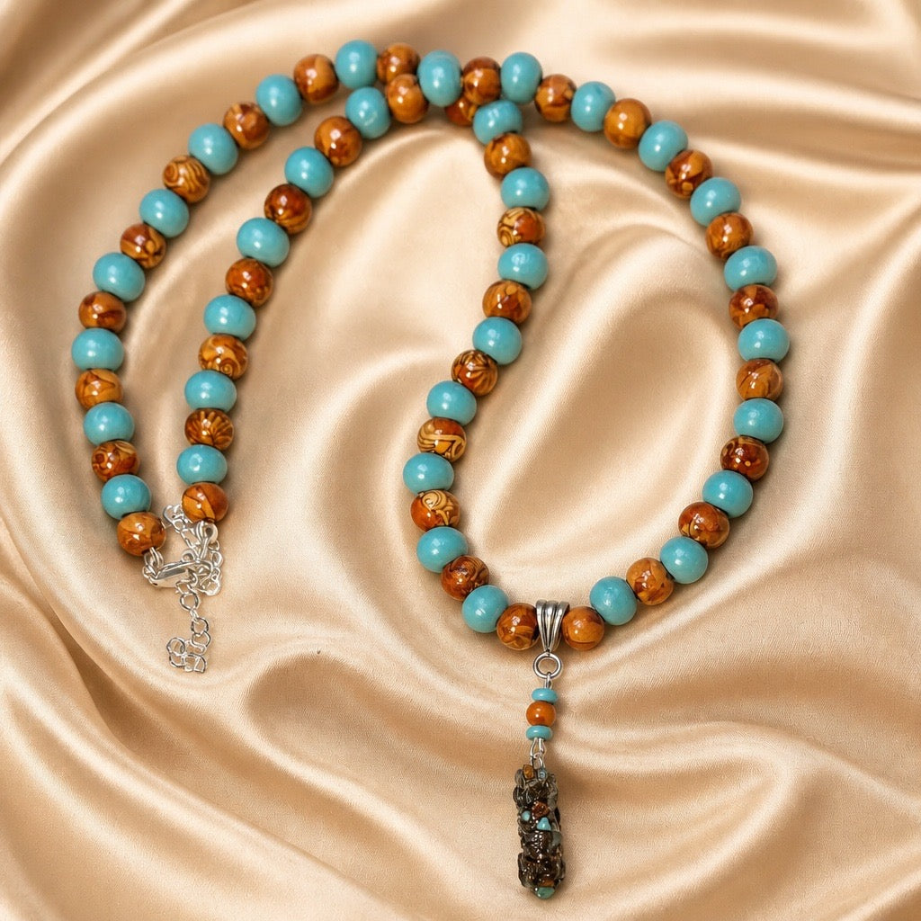 Natural Caddisfly case necklace beaded