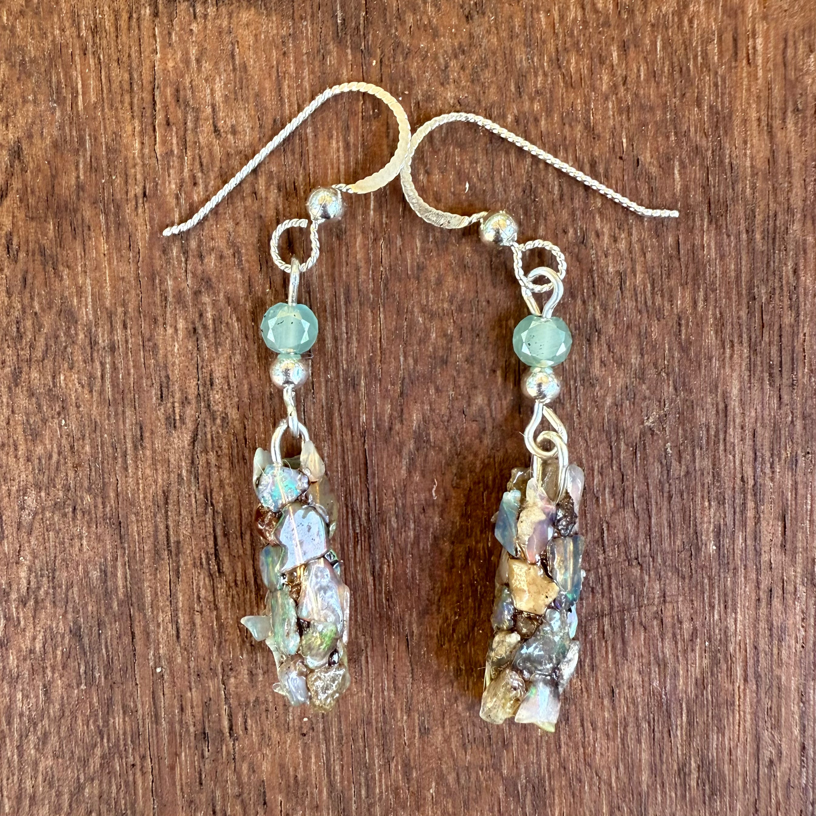 Opal Caddisfly Case Earrings in Sterling Silver