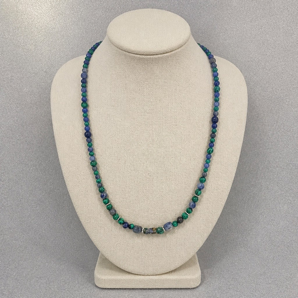 Sodalite/Malachite Caddisfly Case  Necklace