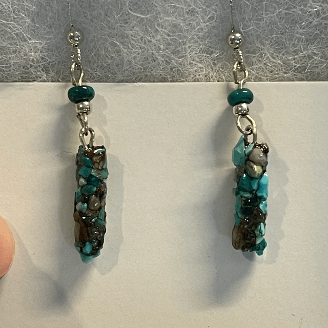 beautiful blue gemstone caddisfly earrings