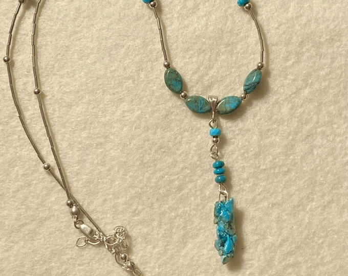Cyan Gemstones Caddisfly necklace