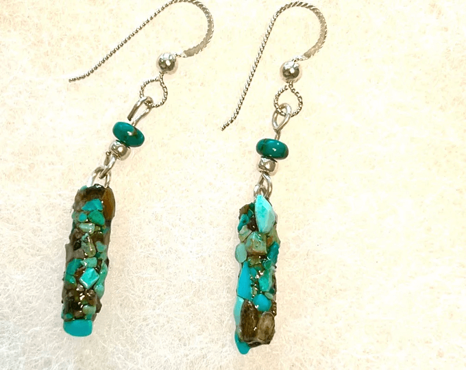 vibrant cyan caddisfly earrings