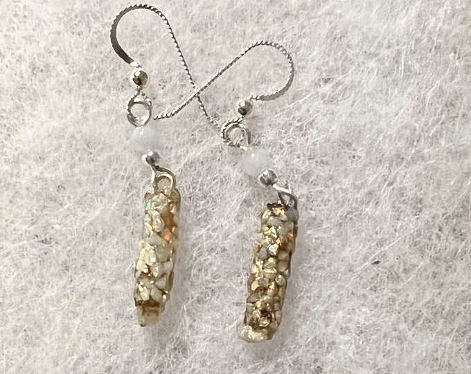 Gold ingot sterling silver caddisfly earrings