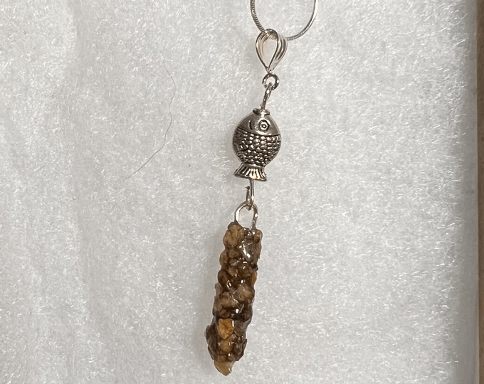 Natural casing caddisfly necklace
