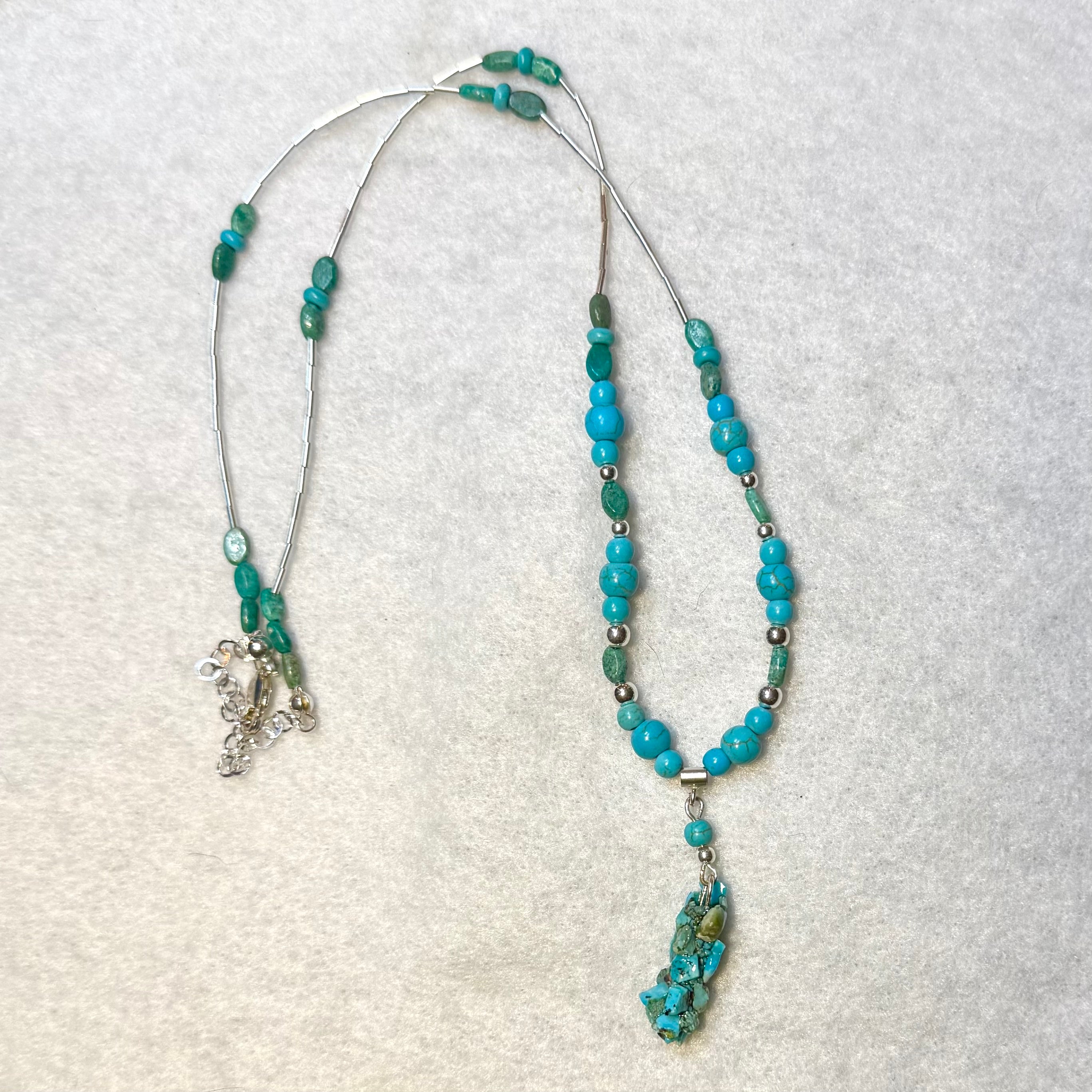 Turquoise Caddisfly Case Necklace in Sterling Silver