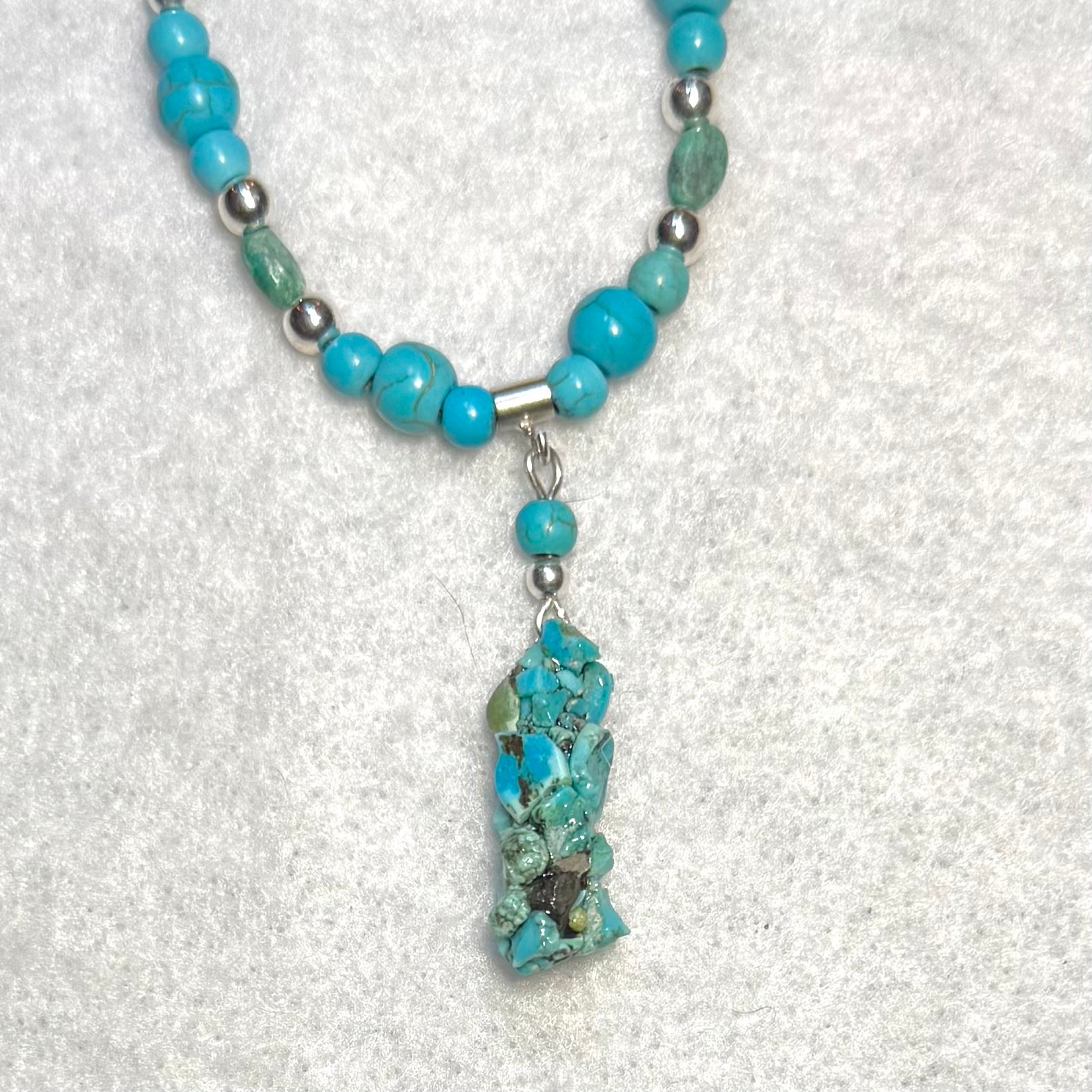 Turquoise Caddisfly Case Necklace in Sterling Silver